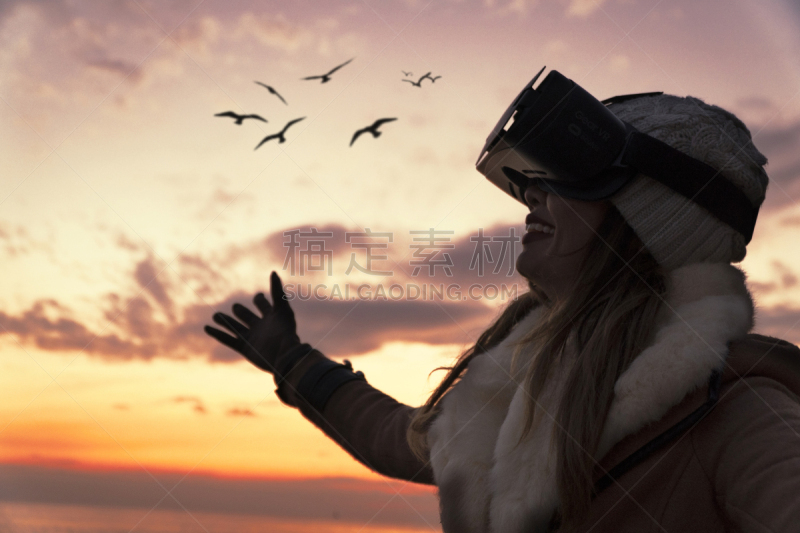 女人,网络空间,幸福,自然,飞行风镜,3d眼镜,免提装置,360度景观,增强现实,蓝牙