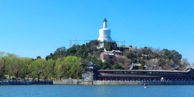 北海公园,全景,水平画幅,建筑,无人,户外,湖,都市风景,北京,屋顶