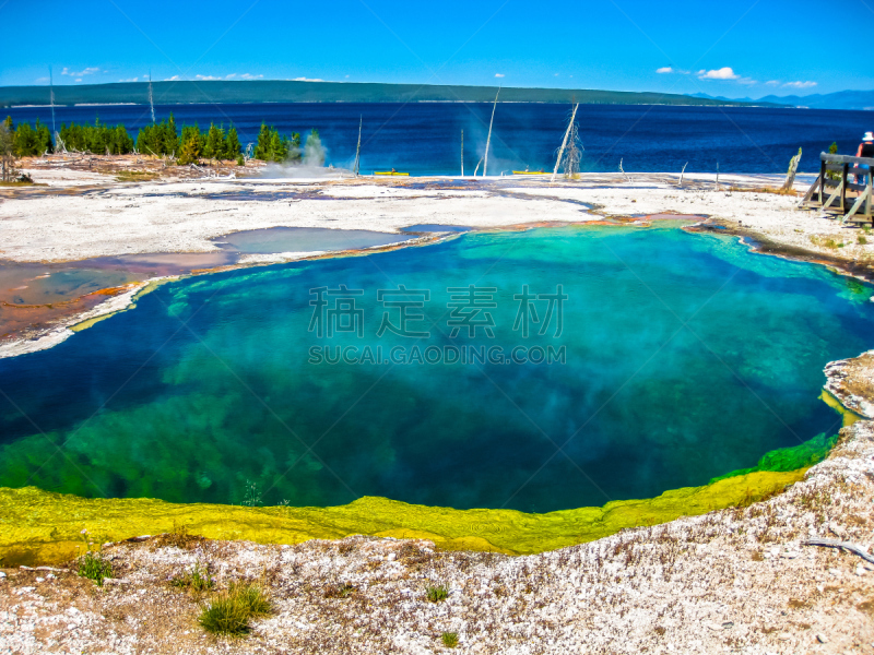 西部拇指间歇泉盆地,嗜热生物,黄石公园,火山喷口,怀俄明,美国西部,水平画幅,户外,细菌,著名景点