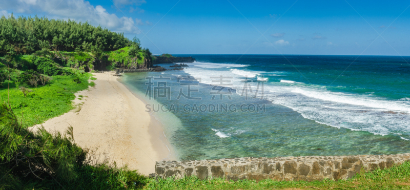 海滩,全景,毛里求斯,度假胜地,水平画幅,沙子,无人,椰子,夏天,冲浪风筝