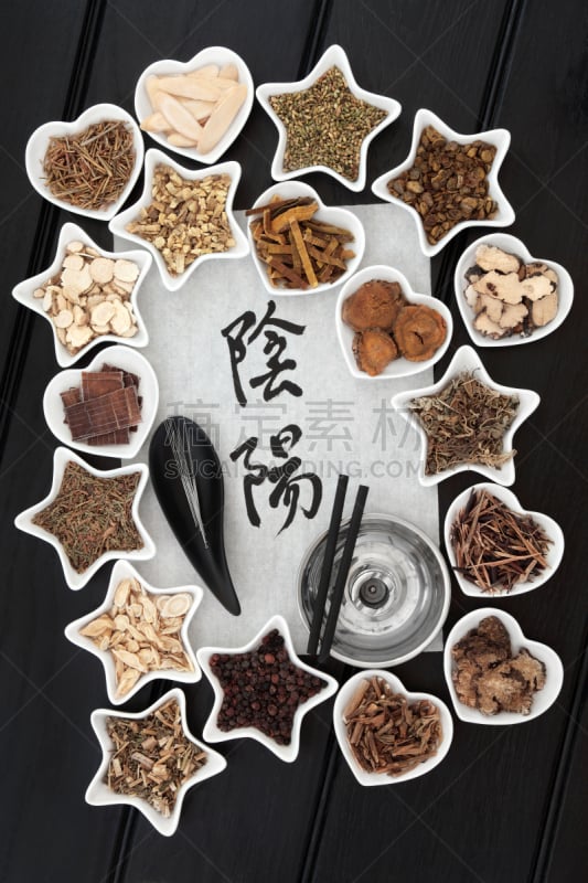 替代医药,艾灸,黄芪,针灸针,针灸,中医,阴阳符,道教,垂直画幅,无人