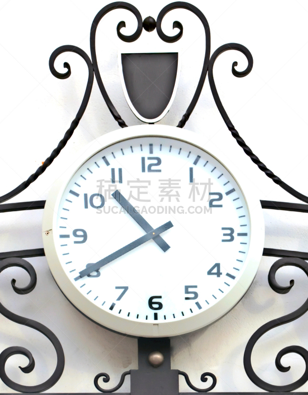 白色,墙,记时卡片,一个物体,背景分离,午夜,倒计时,塑胶,现代,石英