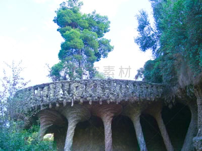 桂尔公园,岩石,巴塞罗那,自然立柱,纪念碑,公园,褐色,水平画幅,沙子,墙