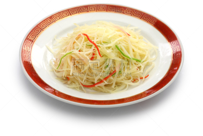 碎纸,精制土豆,食品,四川菜,餐具,水平画幅,开胃品,膳食,白色背景,香料