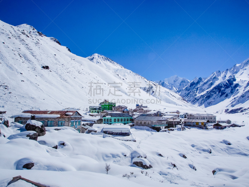 乡村,山,小的,寺院,自然,水平画幅,雪,无人,户外,徒步旅行