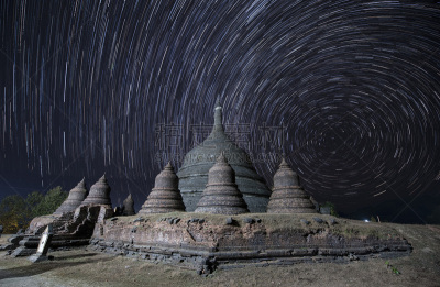 星空,自然,天空,缅甸,星迹,水平画幅,地形,夜晚,无人,寺庙