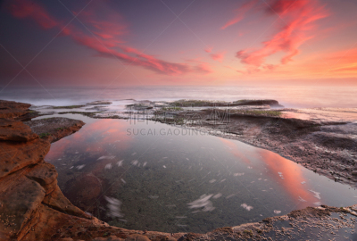 黎明,coogee,澳大利亚,悉尼,水,天空,美,水平画幅,无人,早晨
