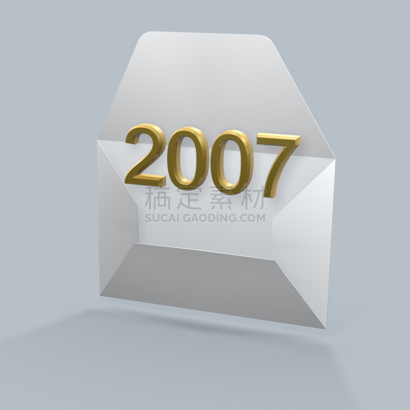 新年前夕,黄金,邮件,2007,新的,形状,无人,噪声,绘画插图,符号