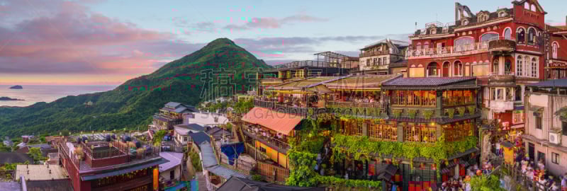 古老的,都市风景,街道,顶部,美,水平画幅,山,夜晚,传统,曙暮光