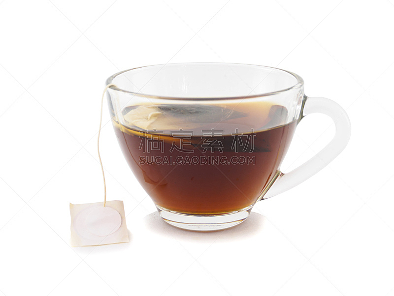 茶杯,分离着色,茶包,餐具,水,褐色,水平画幅,传统,早晨,饮料