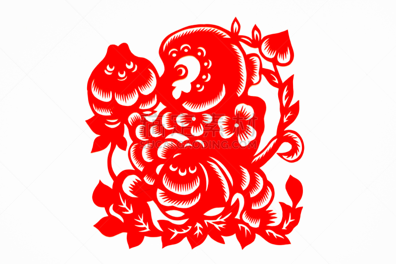 动物,猴子,传统,春节,猴年,纸,切断