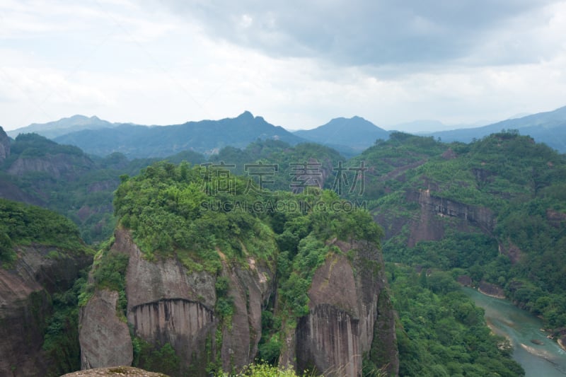 山,地形,武夷山,福建省,喀斯特,天空,美,水平画幅,夏天,户外