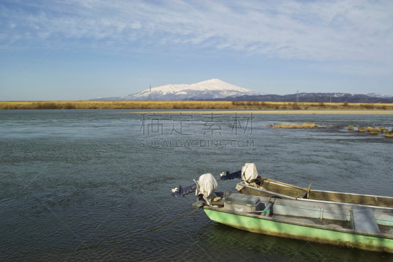 自然,天空,山形县,水平画幅,地形,雪,无人,蓝色,日本,户外