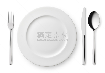 空板,汤匙,炊具刀,银餐具,餐刀,餐位,盘子,正上方视角,餐具,白色背景