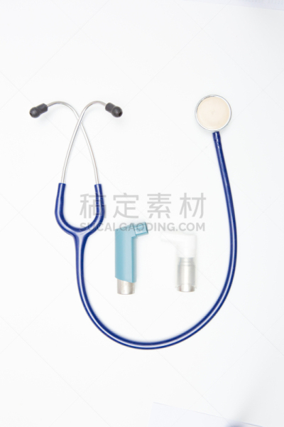 呼吸系统,听诊器,白色背景,支气管炎,哮喘吸入器,哮喘,过敏药,吸气,窒息