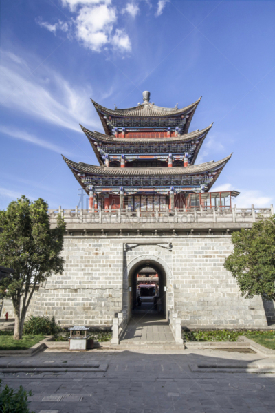 大门,云南省,大理,远古的,古城,热带气候,建筑物门,城墙,著名景点,2015年