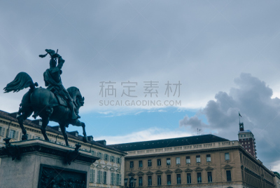 都灵省,意大利,都灵,水平画幅,无人,圣卡洛广场,户外,特写,都市风景,现代
