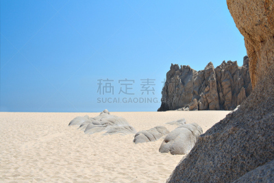 海滩,自然美,爱人海滩,天空,水平画幅,沙子,无人,夏天,户外,石头
