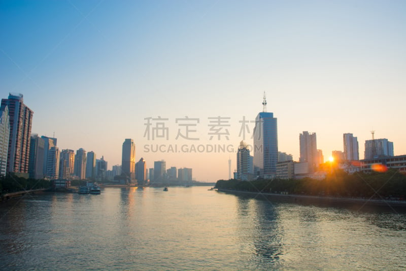 广州,风景,珀尔里福,黎明,水平画幅,夜晚,行人,夏天,都市风景,著名景点