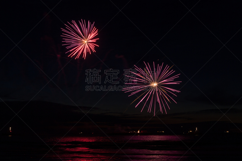 海滩,焰火,斯海弗宁恩,海牙,2012,天空,水平画幅,美国国庆日,无人,户外