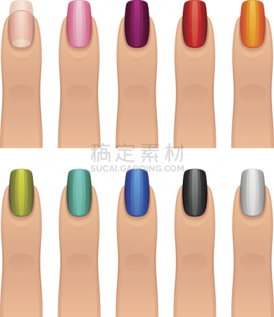彩色图片,指甲,垂直画幅,青少年,漆的,绘画插图,化妆用品,白色,钉子,丙稀画