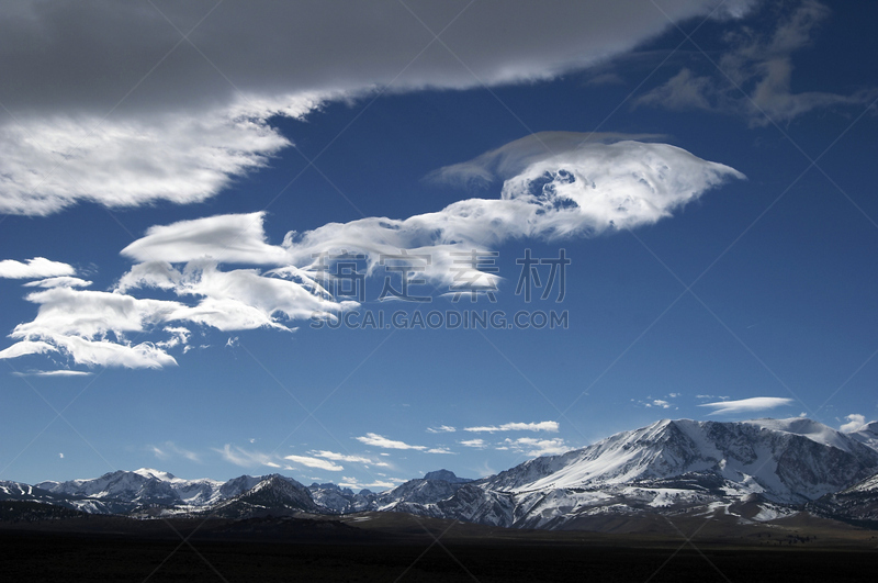 天空,蓝色,云,莫哈韦沙漠,休闲活动,水平画幅,山,雪,无人,欧文斯谷