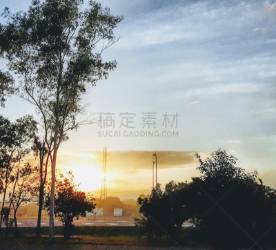 澳大利亚,在上面,天空,非都市风光,水平画幅,无人,蓝色,桉树,黄昏,户外