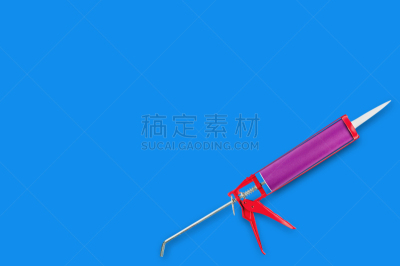 一个物体,硅树脂,塑胶,建筑业,装管,红色,金属,胶水,蓝色背景