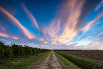 泳道,路,天空,水平画幅,雷焦艾米利亚,蓝色,泥土,曙暮光,户外,太阳
