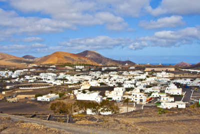 城镇,自然美,火山,居住区,兰萨罗特岛,水平画幅,高视角,无人,火山地形,大西洋群岛