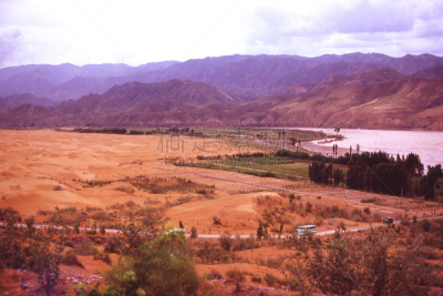 宁夏回族自治区,沙漠,中国,非凡的,黄河,沙丘,1979,八月,沙子,视点