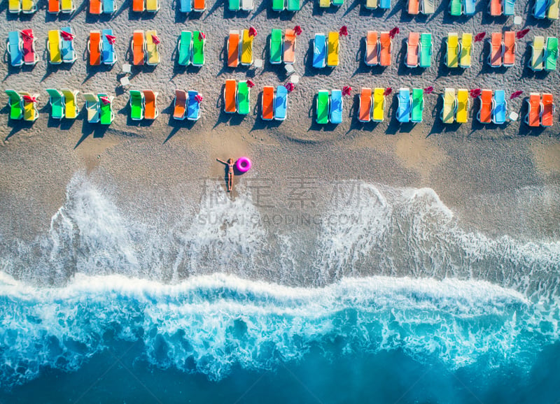 水,沙子,夏天,无人机,海滩,海景,海洋,看风景,波浪,俄鲁丹尼斯