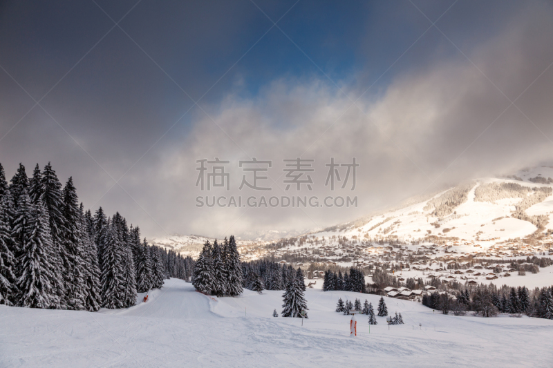 梅杰夫,滑雪坡,阿尔卑斯山脉,法国,速降滑雪,萨瓦,粉末状雪,天空,度假胜地,水平画幅