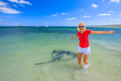 女人,eagle ray,水,西澳大利亚,水平画幅,澳大利亚文明,巨大的,水下,旅行者,夏天