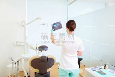 牙医,x光,女人,办公室,背面视角,平衡折角灯,看,有凹痕的,助理教练,x光眼镜