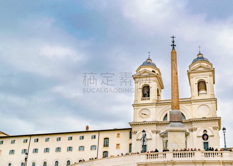 罗马,意大利,piazza di spagna,水平画幅,地形,建筑,蓝色,欧洲,古老的