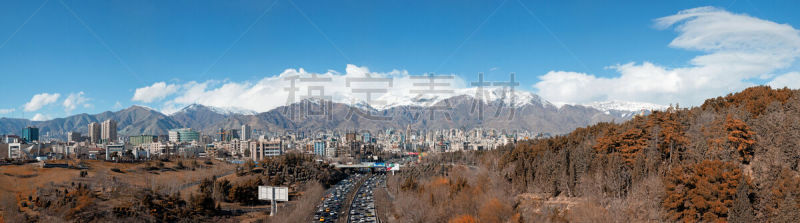 德黑兰,城市天际线,全景,森林,elburz mountains,伊朗,城市生活,汽车,交通,公园