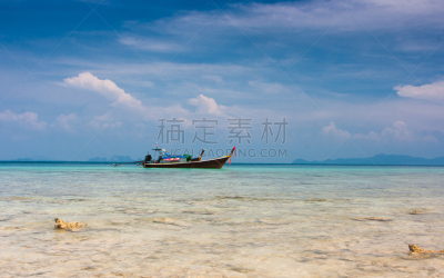 传统,蓝塔岛,泰国,海滩,长尾船,水,天空,美,度假胜地,水平画幅
