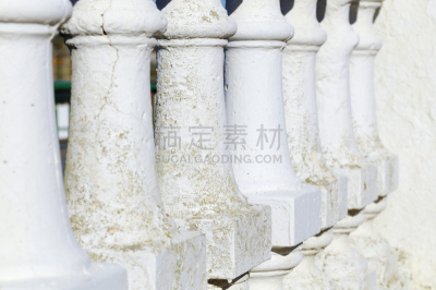 石材,柱子,栏杆,选择对焦,正面视角,白灰泥,水平画幅,风化的,无人,古老的
