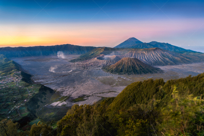 bromo-tengger-semeru national park,爪哇,天空,黎明,火山,印度尼西亚,色彩鲜艳,巴杜尔山,婆罗摩火山