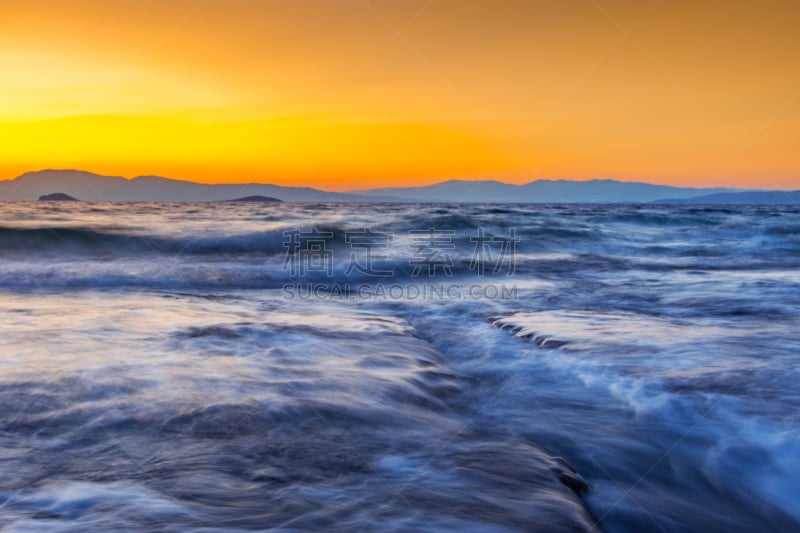 海景,长时间曝光,地中海,水,天空,水平画幅,无人,夏天,户外,希腊