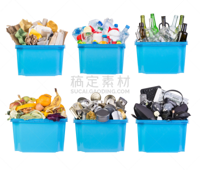 回收桶,垃圾,水平画幅,无人,铝,玻璃,泥土,纸板,塑胶,金属