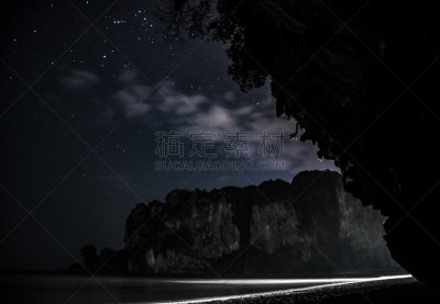 夜晚,泰国,海滩,亚洲,东南亚,图像,海洋,无人,海岸线,莱雷海滩