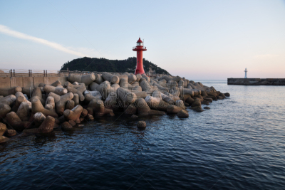 灯塔楼,白色,韩国,济州岛,海洋,红色,西归浦,深的,水,天空