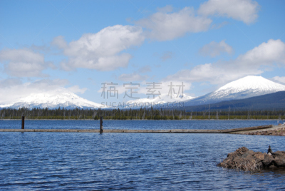 中环,卡斯基德山脉,风景,水,天空,南姐妹峰,水平画幅,码头,山,无人
