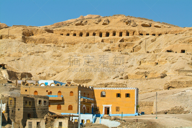 底比斯,埃及,居住区,鲁克索,古代文明,水平画幅,建筑材料,中东,考古学,雕塑