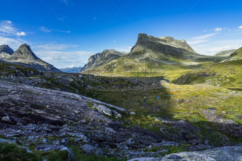 挪威,默勒-鲁姆斯达尔,风景,地形,山,山妖梯级,桑莫阿尔卑斯山脉,顶部,部分,山谷