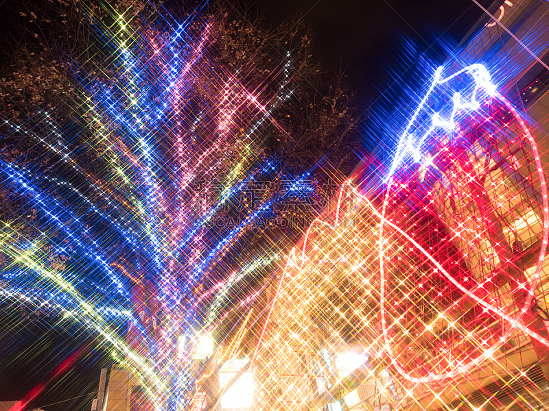 水平画幅,无人,led灯,日本,圣诞老人,圣诞树,城市,冬天,2015年