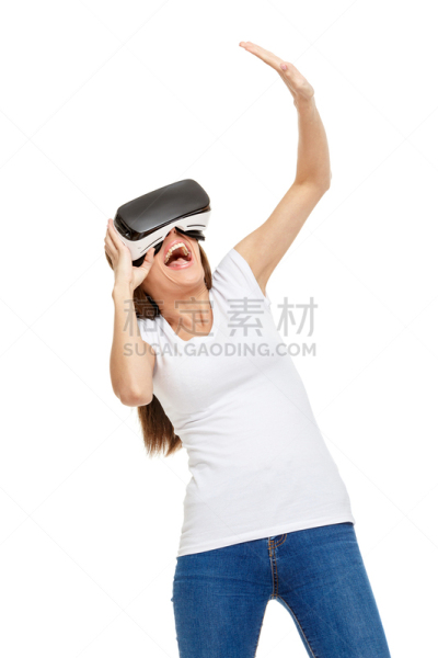 女人,虚拟现实,垂直画幅,白人,飞行风镜,仅成年人,眼镜,长发,现代,青年人