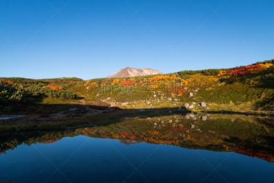 山,北海道,远距离,水,里山,水平画幅,无人,九月,火山地形,旭岳火山